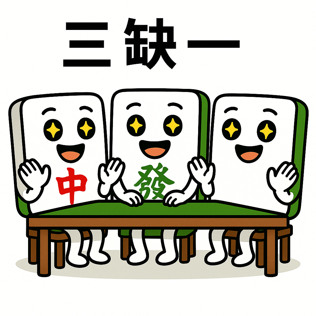 三缺一，麻將角色在牌桌前等你一起加入